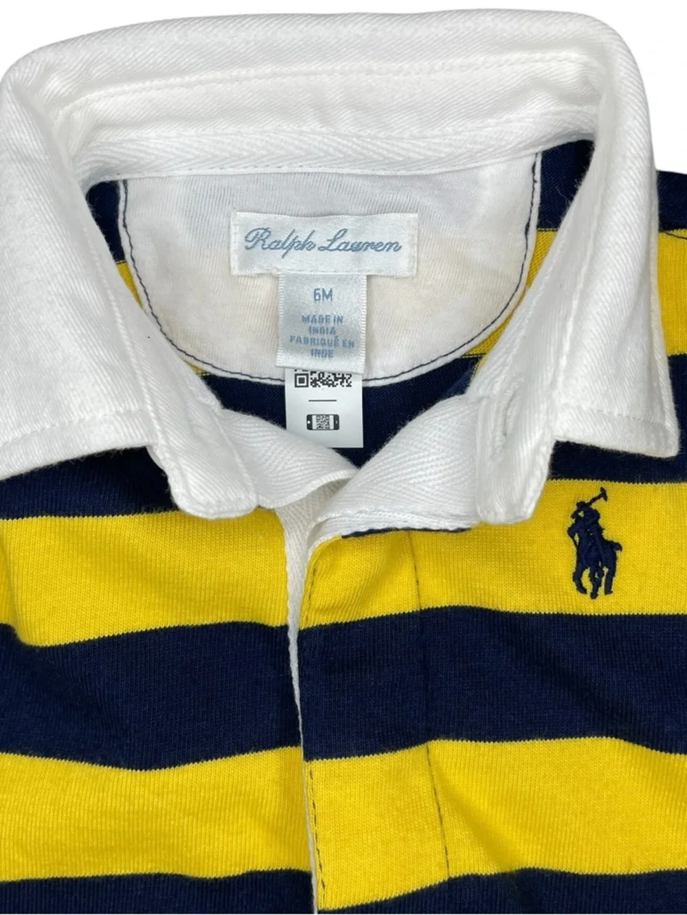 Ralph Lauren Blue, Green, & Yellow Rugby Coverall/Romper- 6 Months